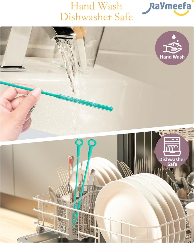 Raymeefa Silicone Straw Cleaner Brush (2-Pack),Extra Long Pipe Cleaners for Standard Straws,Compatible with 30/40 oz Tumbler Straws,Scratch-Free & Easy to Clean(Green) - Image 3